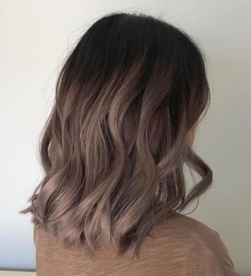 Mushroom Brown Wavy Bob | Brown Ombre Hair, Ash Ombre Hair, Brown Hair  Colors Regarding Most Popular Brunette To Mauve Ombre Hairstyles For Long Wavy Bob (View 5 of 25)