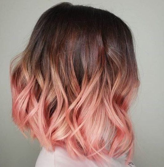 Peach Ombre Wavy Bob | Short Ombre Hair, Short Hair Color, Short Hair  Balayage Intended For Peach Wavy Stacked Hairstyles For Short Hair (View 4 of 25)