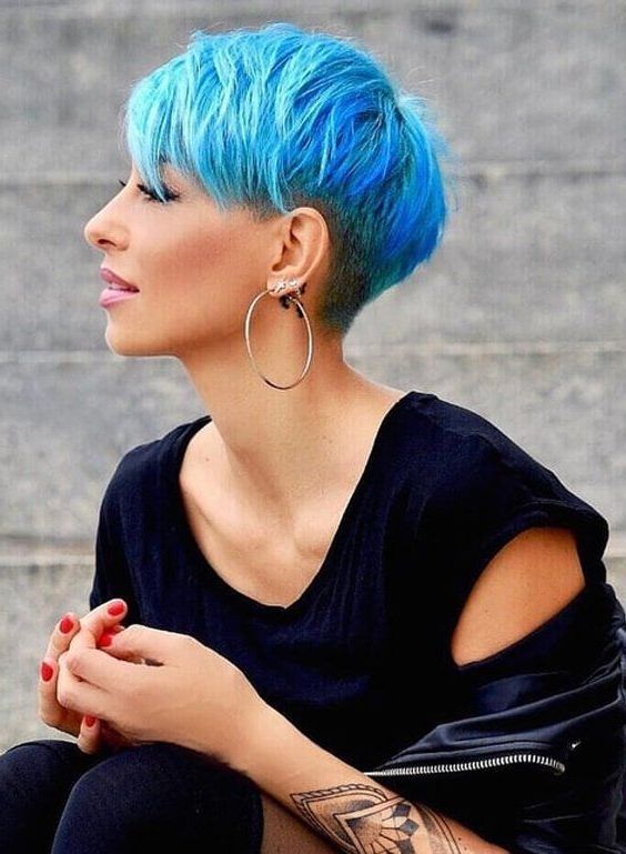 Pin En Mermaid& Rainbowhair& Pixie Within Blue Punky Pixie Hairstyles With Undercut (View 14 of 25)