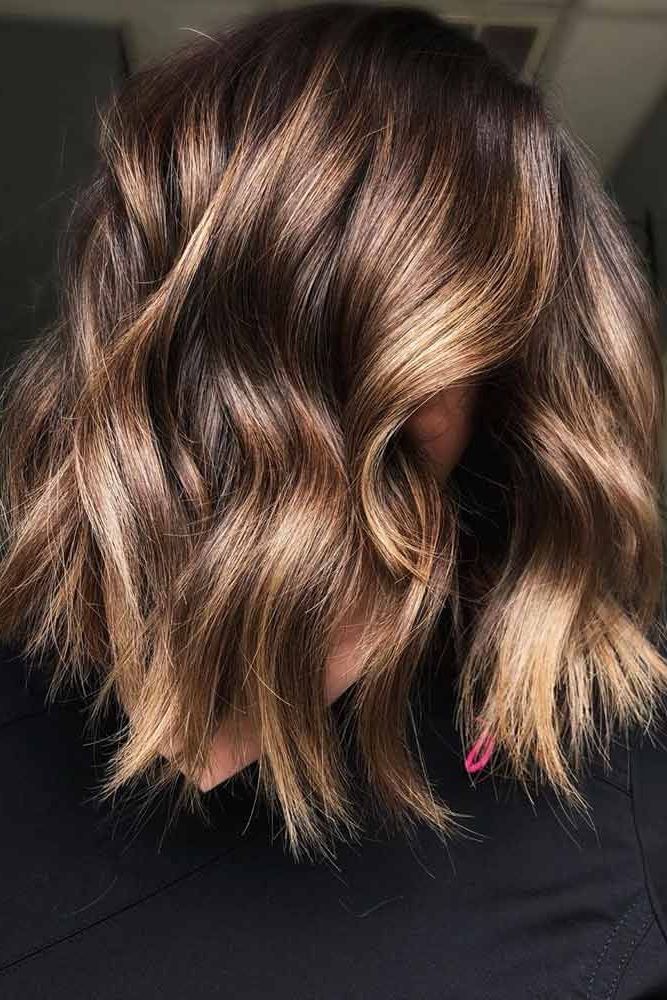 Pin On Self Care Regarding Best And Newest Wavy Lob Haircuts With Caramel Highlights (View 12 of 25)