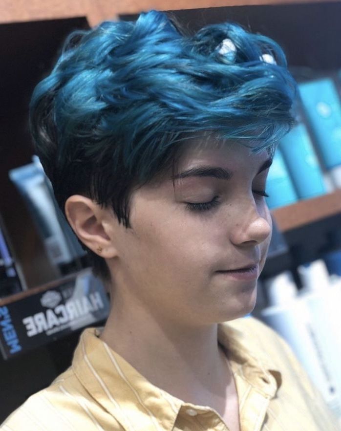 Pin On Vivid Hair Creations Regarding Blue Punky Pixie Hairstyles With Undercut (View 2 of 25)
