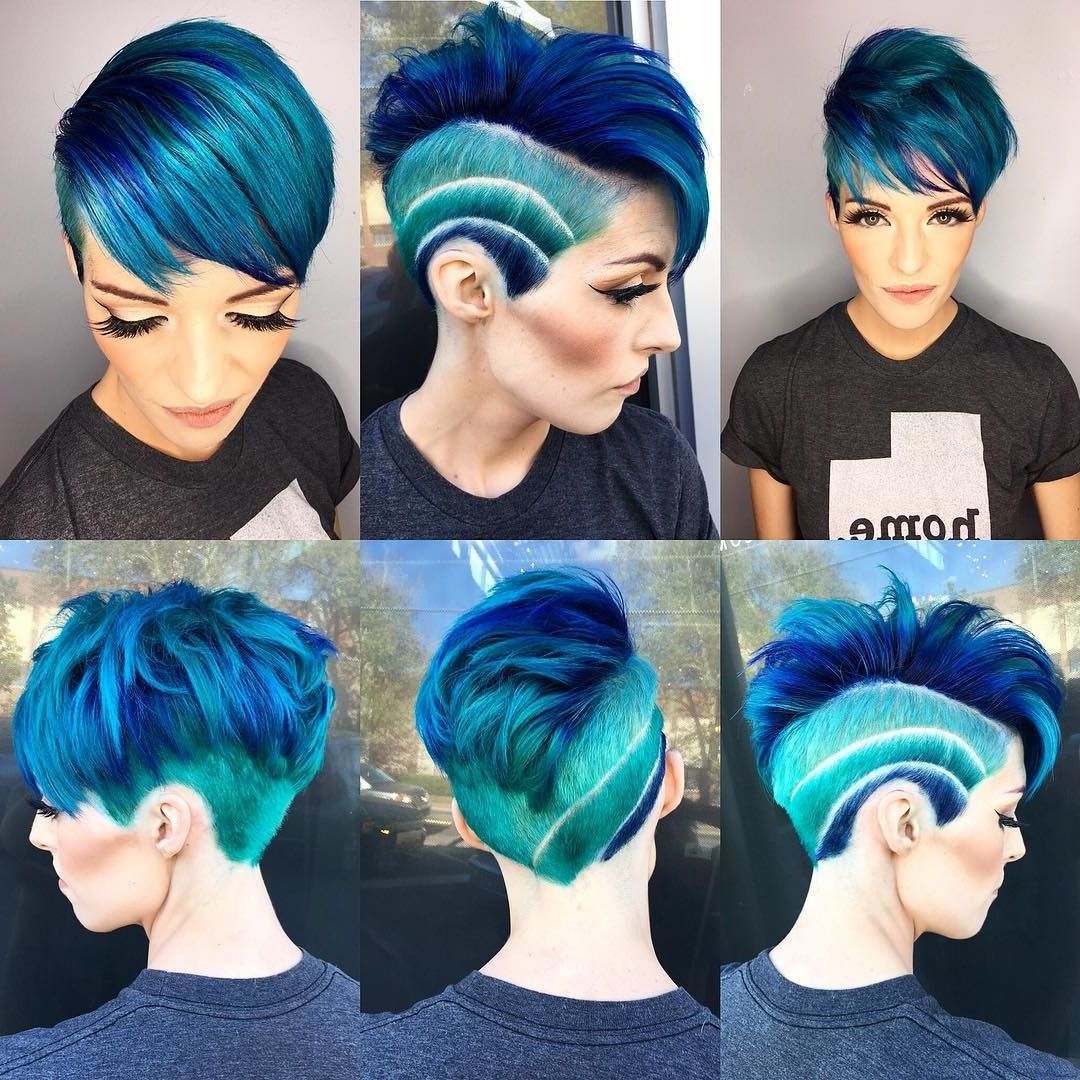 Pin On Womens Eccentric Regarding Blue Punky Pixie Hairstyles With Undercut (View 3 of 25)