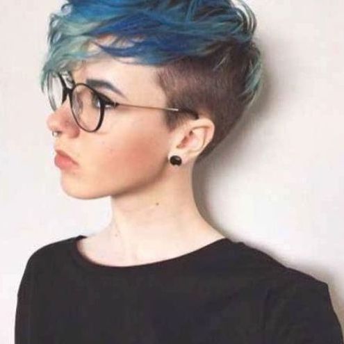 Pinb On Cool Hair Ideas | Short Hair Styles, Girl Short Hair, Pixie  Haircut For Thick Hair Inside Blue Punky Pixie Hairstyles With Undercut (View 17 of 25)