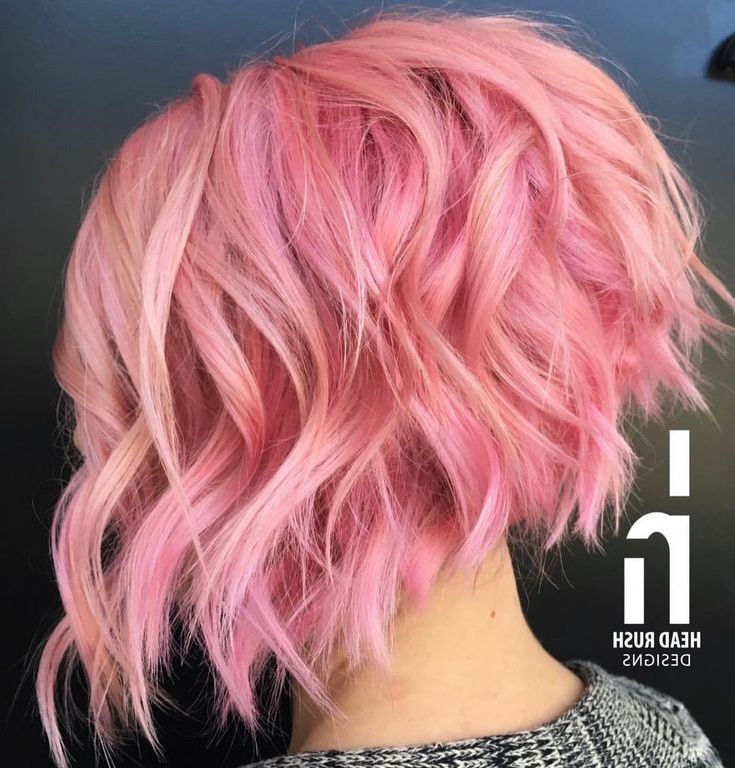 Pink Stacked Aline Bob | Hair Styles, Short Hair Styles, Bob Hairstyles Within Most Current Messy &amp; Wavy Pinky Mid Length Hairstyles (View 4 of 25)