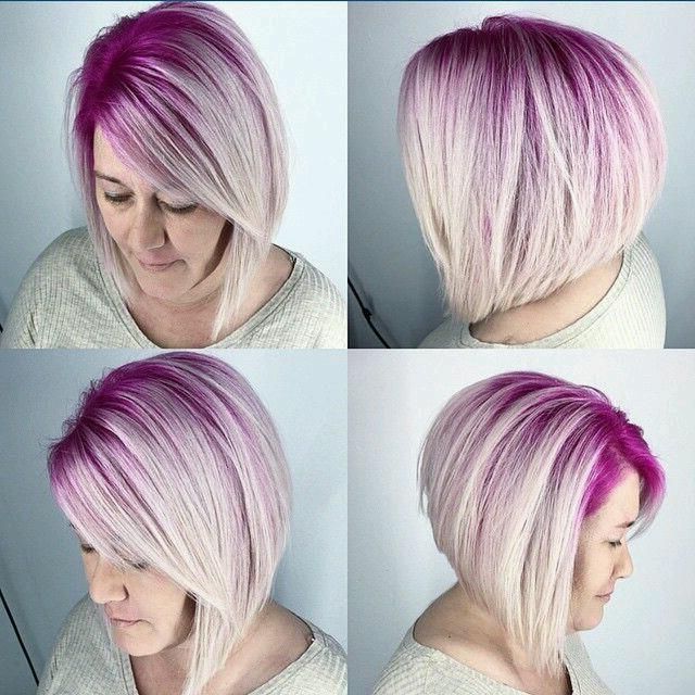 Pinpinner On Base Shadowing, Color Meltz, & Crown Lites | Hair Styles,  Inverted Bob Hairstyles, Short Hair Color Throughout Current Inverted Magenta Lob Haircuts (View 11 of 25)