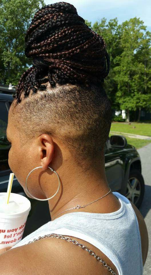 Shaved Sides With Boxed Braids | Braids With Shaved Sides, Hair Styles, Box Braids  Shaved Sides Inside Braided Top Hairstyles With Short Sides (View 4 of 25)