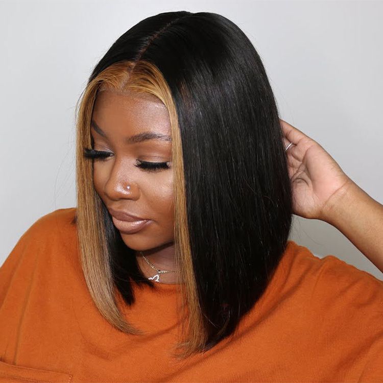 Synthetic Middle Part Wig Highlights Bob Wigs Short Straight T Lace Front  Wigs For Women 150% Density Hair Heat Resistant – Buy Lace Frontal  Synthetic Hair Wigs,xuchang Hair Wholesale Highlight Lace Wig For Most Current Middle Parted Highlighted Long Bob Haircuts (View 14 of 25)