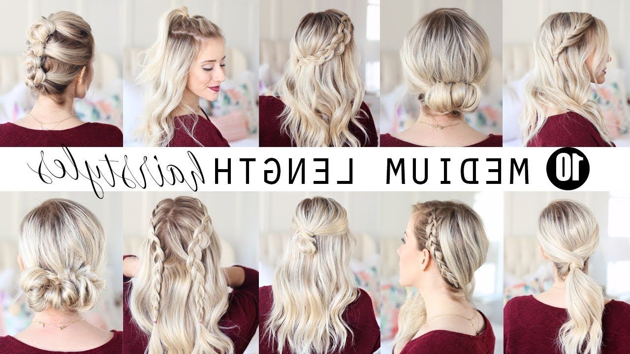 Ten Medium Length Hairstyles!!! | Twist Me Pretty – Youtube With Regard To Newest Twisted Buns Hairstyles For Your Medium Hair (Photo 21 of 25)