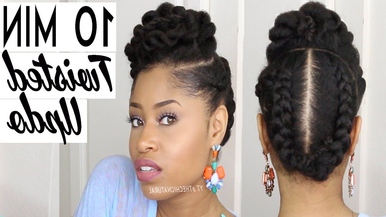 The 10 Minute Twisted Updo | Natural Hairstyle – Youtube Pertaining To Twisted Updo Hairstyles For Bob Haircut (Photo 21 of 25)