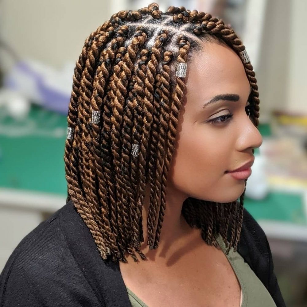 The 30 Hottest Twist Braid Styles Trending In 2022 Intended For Twisted Updo Hairstyles For Bob Haircut (View 17 of 25)
