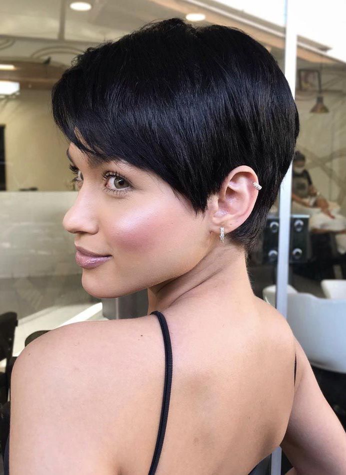 The Most Flattering Short Haircuts For Thick Hair Within Deep Asymmetrical Short Hairstyles For Thick Hair (Photo 22 of 25)