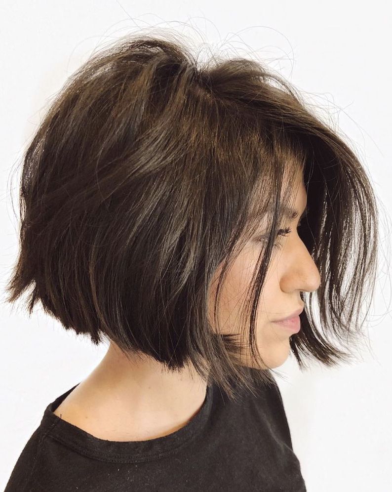 The Most Flattering Short Haircuts For Thick Hair Within Deep Asymmetrical Short Hairstyles For Thick Hair (View 8 of 25)