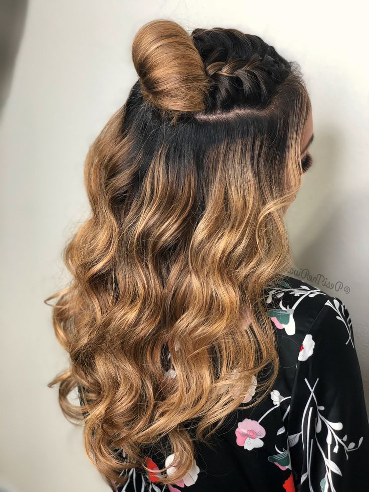 Wavy Top Knot | Braided Top Knots, Half Up Hair, Long Layered Hair Throughout Newest Medium Length Wavy Hairstyles With Top Knot (View 3 of 25)