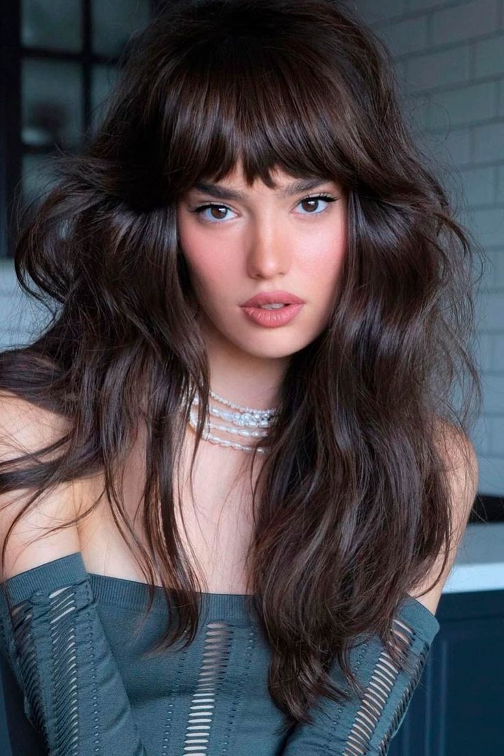 10 Ways You Can Rock Your Look With The Bottleneck Bangs In 2023 | Rocker  Hair, Long Shag Hairstyles, Long Hair Styles Regarding Current Thick Bottleneck Bangs (Photo 3 of 18)