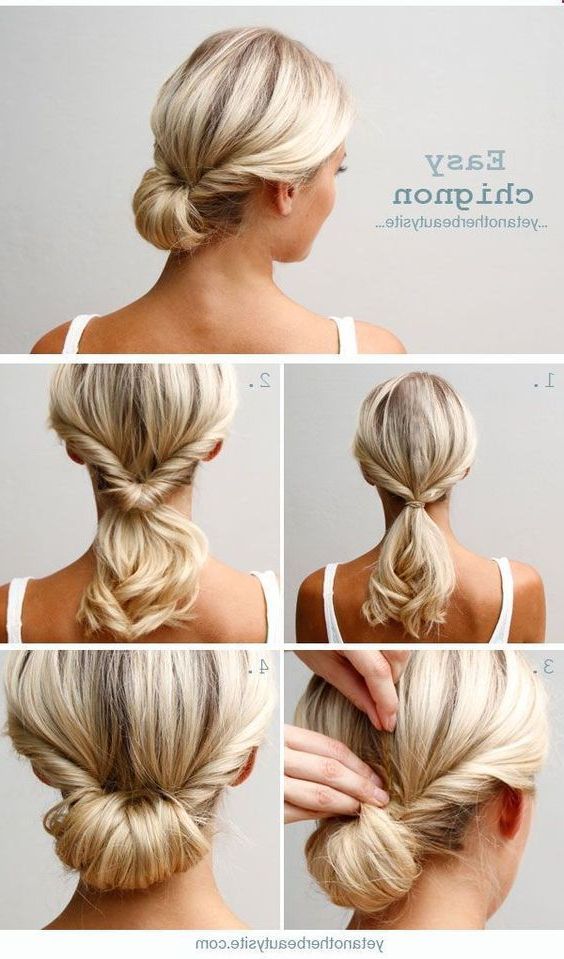 12 Super Easy Hairdos For Those Lazy Days | Tutoriels Coiffure, Chignon  Cheveux Mi Long, Coiffure Facile Regarding Easy Updo For Long Fine Hair (Photo 13 of 25)