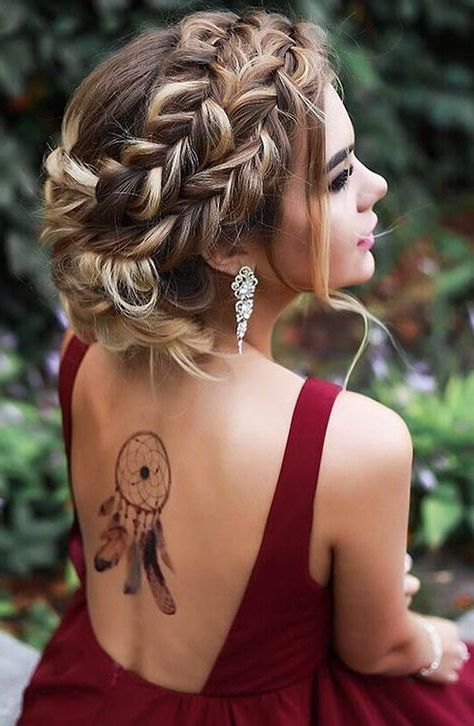 130 Chic Bridesmaid Updos For Any Style – Weddingomania In Braided Updo For Long Hair (View 24 of 25)