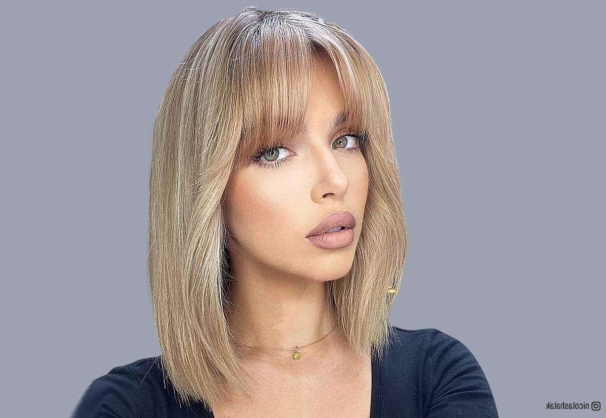 16 Examples Of How To Get A Long Bob With Bangs For Thin Hair In Most Recently Shoulder Length Bob With Bangs (View 10 of 18)