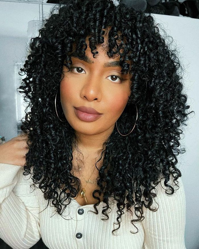 18 Stunning Hairstyles With Curly Curtain Bangs Throughout Most Popular Slightly Curly Hair With Bangs (View 17 of 18)