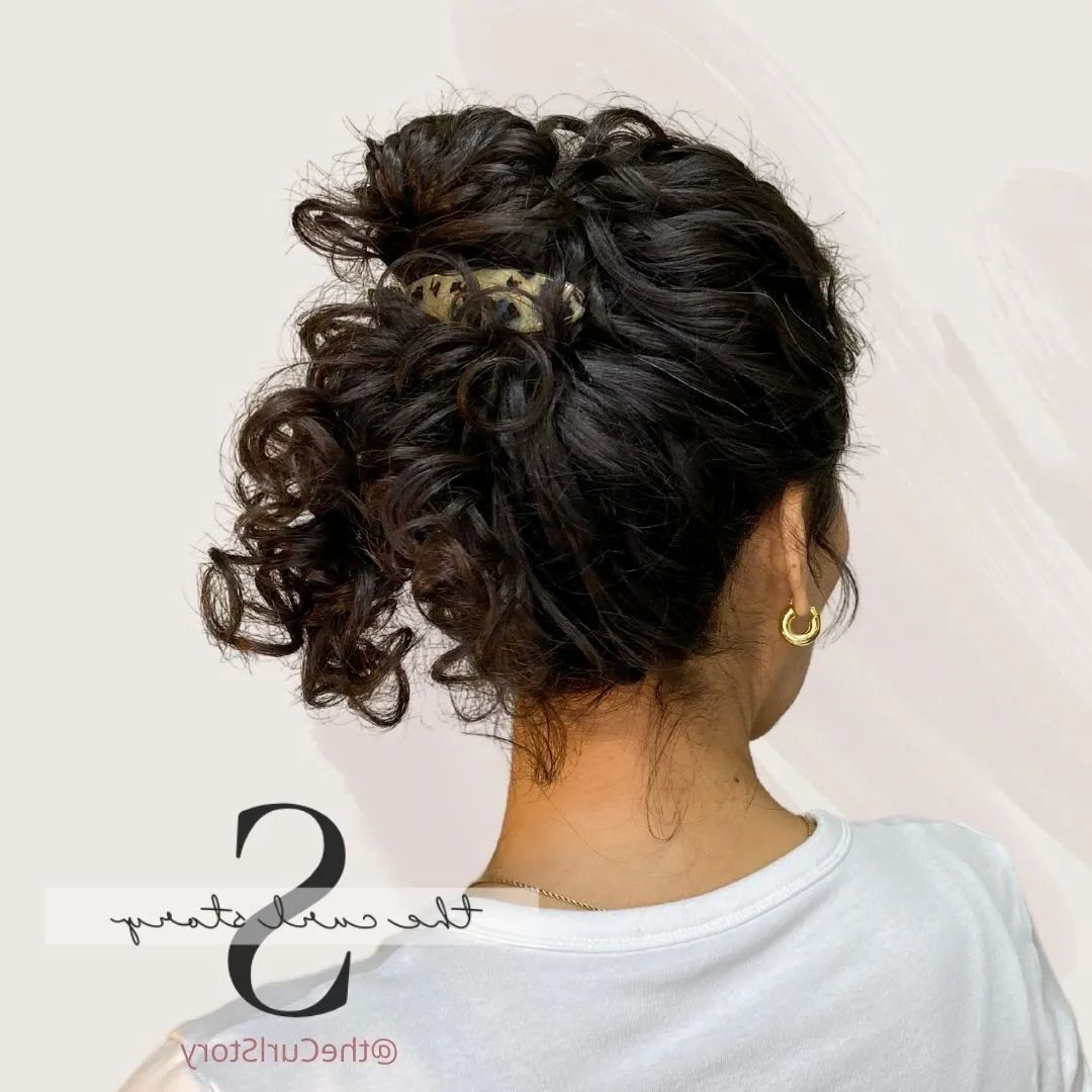 2 Surprisingly Easy Hair Clip Updos For Curly Hair • The Curl Story Throughout High Updo For Long Hair With Hair Pins (View 13 of 25)