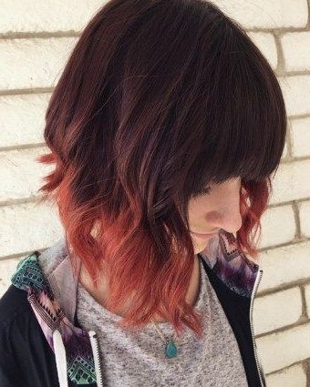 20 Dip Dye Hair Ideas – Delight For All! | Dip Dye Hair, Dipped Hair, Red Dip  Dye Hair In Recent Dip Dye Medium Layered Hair With Bangs (Photo 3 of 18)