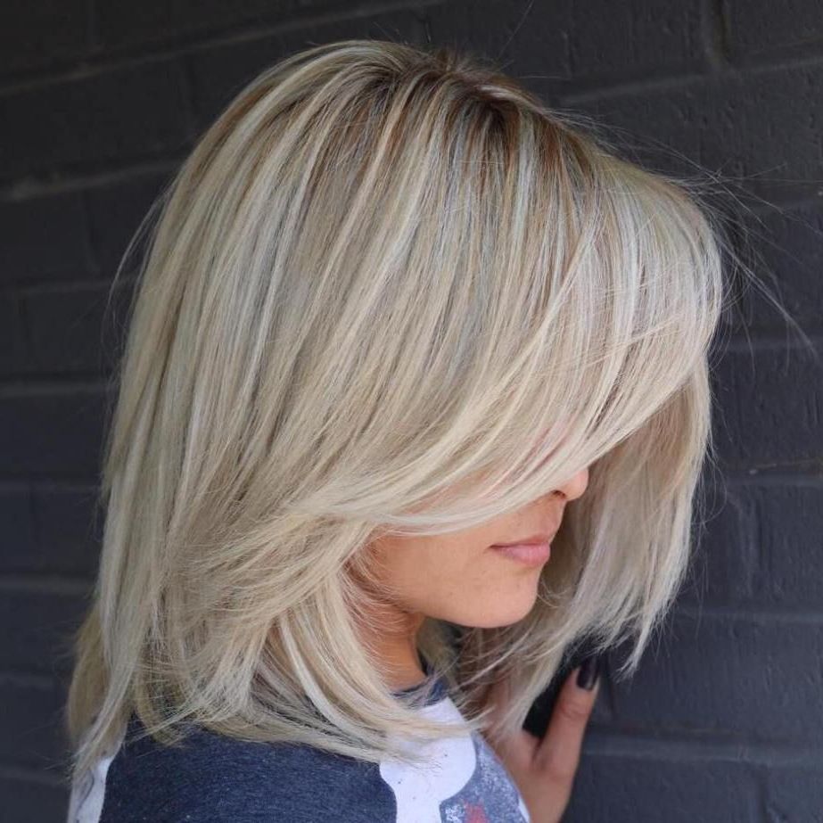 20 Modern Ways To Style A Long Bob With Bangs | Long Bob Haircuts, Long Bob  Hairstyles, Wavy Bob Hairstyles Throughout Medium Bob With Long Parted Bangs (View 3 of 25)