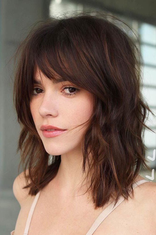 22 Cute Medium Length Hairstyles With Bangs With Most Up To Date Medium Choppy Bangs (Photo 9 of 18)