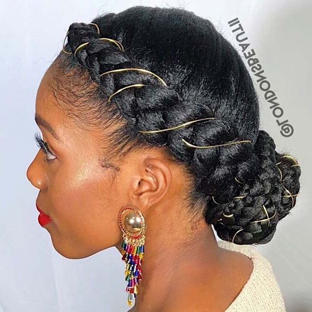 23 Beautiful Braided Updos For Black Hair – Stayglam Regarding Low Braided Bun With A Side Braid (View 14 of 25)