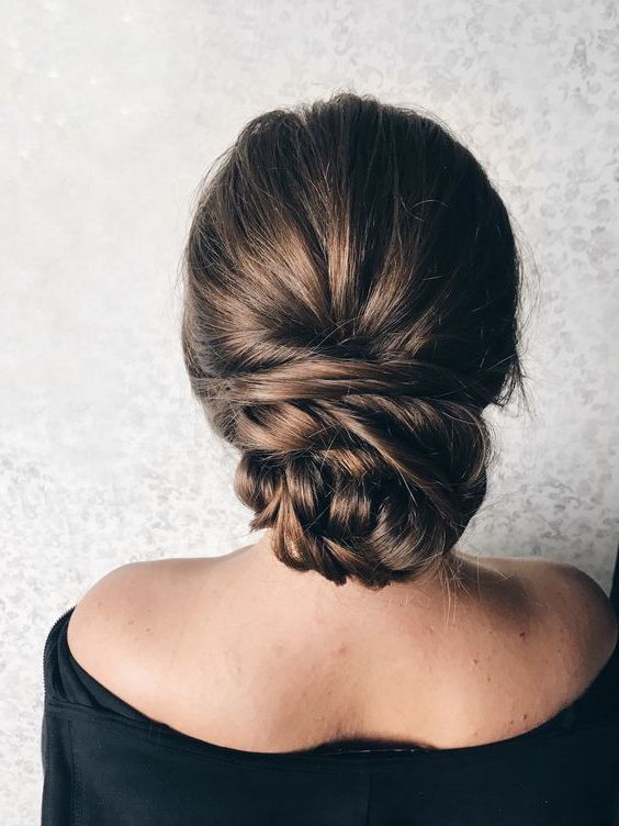 25 Chic Low Bun Hairstyles For Every Bride #dutchbraids | ????????  ????????, ????????? ????????, ?????? With Regard To Chunky Twisted Bun Updo For Long Hair (Photo 18 of 25)