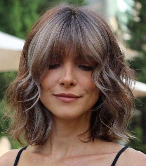 25 Stylish Long Bobs With Wispy Bangs – Styleoholic Inside Recent Wavy Lob With Choppy Bangs (View 17 of 18)