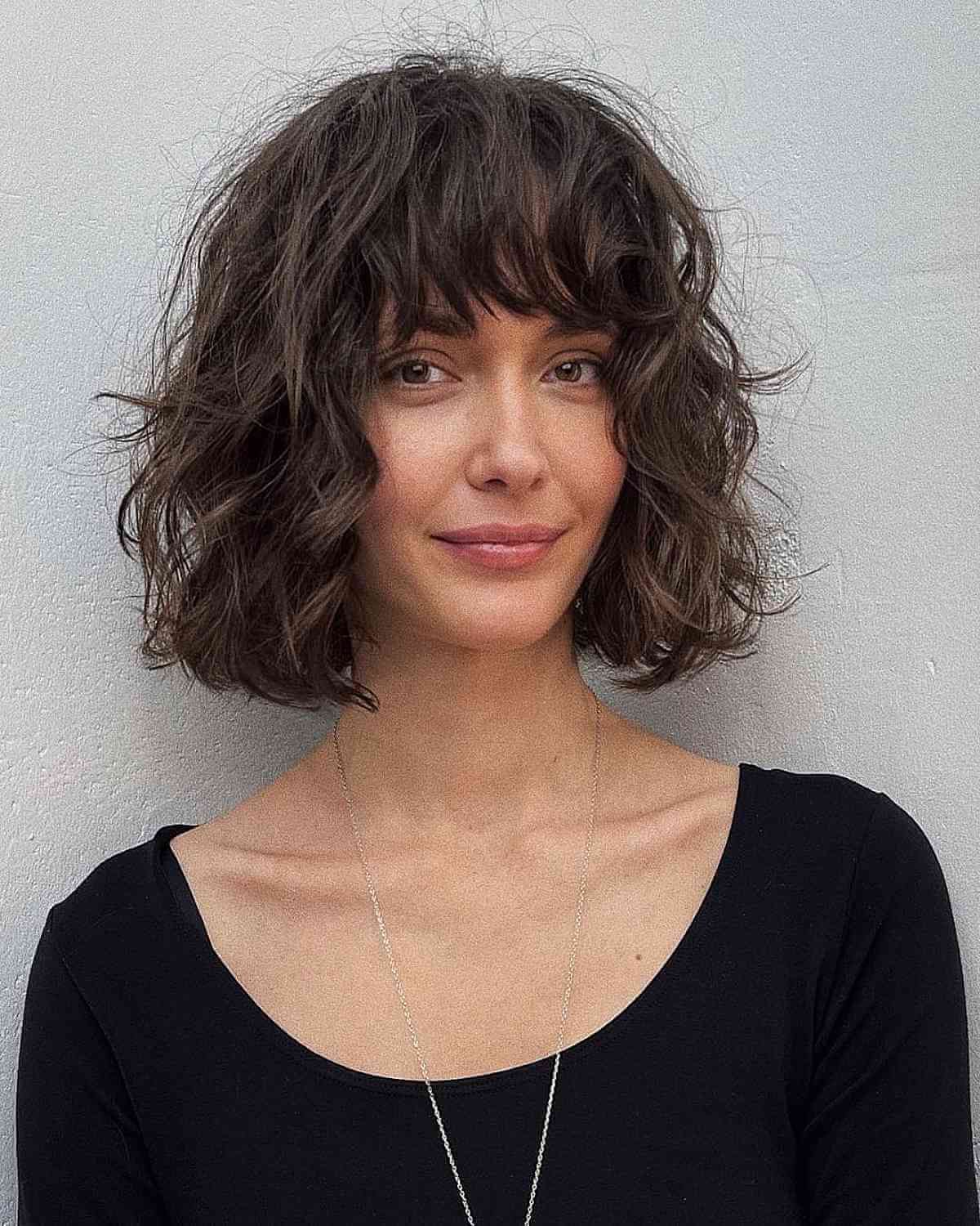 30 Best Ways To Style Short Wavy Hair With Bangs For An On Trend Look Inside Recent Slightly Curly Hair With Bangs (View 9 of 18)