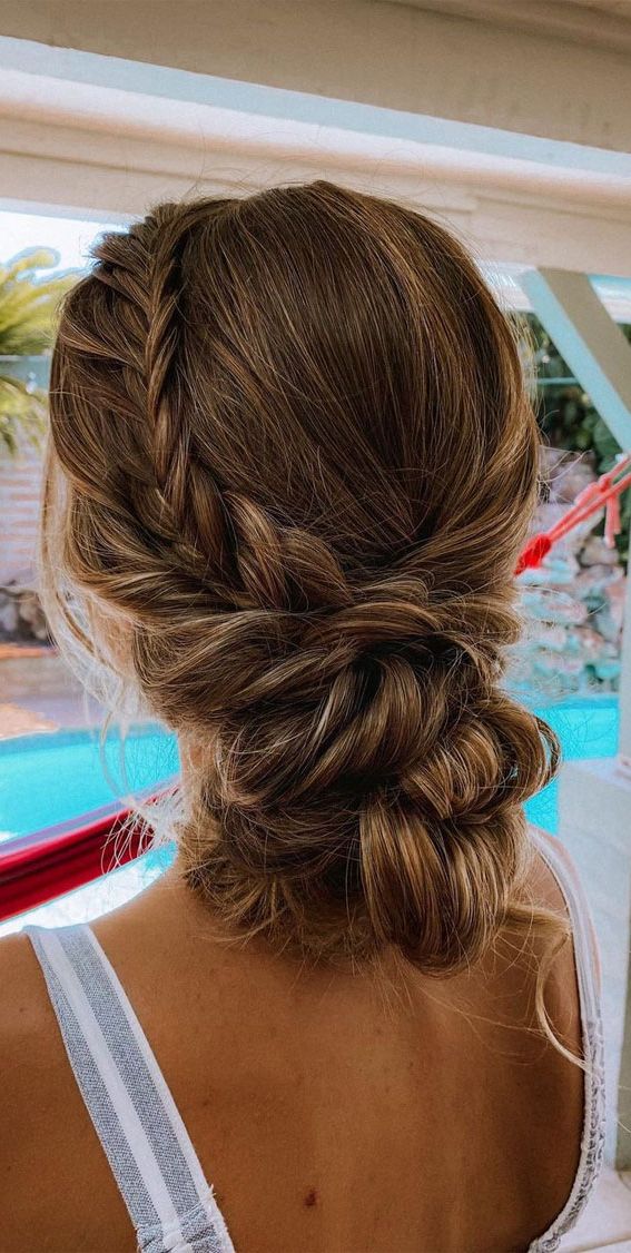 30 Glamorous Braids To Make A Statement On Your Big Day : Braided Undone  Low Updo For Undone Side Braid And Bun Upstyle (View 13 of 25)