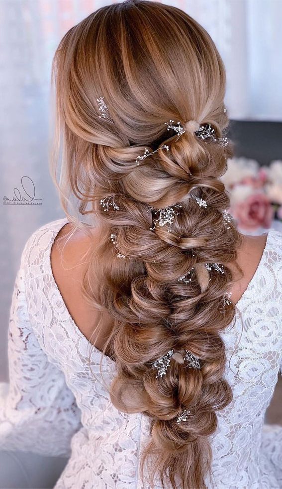 30 Glamorous Braids To Make A Statement On Your Big Day : Luxe Boho  Cascading Braids Regarding Boho Updo With Fishtail Braids (View 11 of 25)
