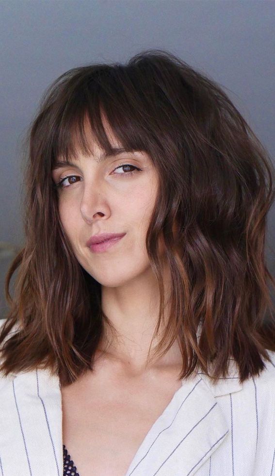 30 Stylish Shoulder Length Haircuts To Try Now : Textured Lob + See Through  Bangs I Take You | Wedding Readings | Wedding Ideas | Wedding Dresses |  Wedding Theme Inside Tousled Lob Haircut (View 14 of 25)