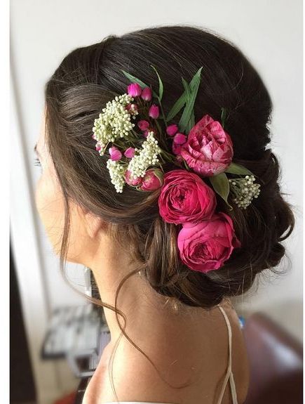 32+ Low Bun Hairstyles That Are Easy & Sleek For All Occasions With Low Flower Bun For Long Hair (View 24 of 25)
