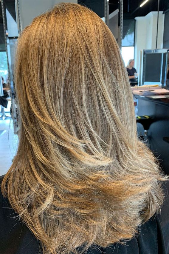 35 Best Layered Haircuts 2021 : Layered Haircut With Natural Looking Blonde  Highlights Inside Layers And Highlights (View 3 of 25)