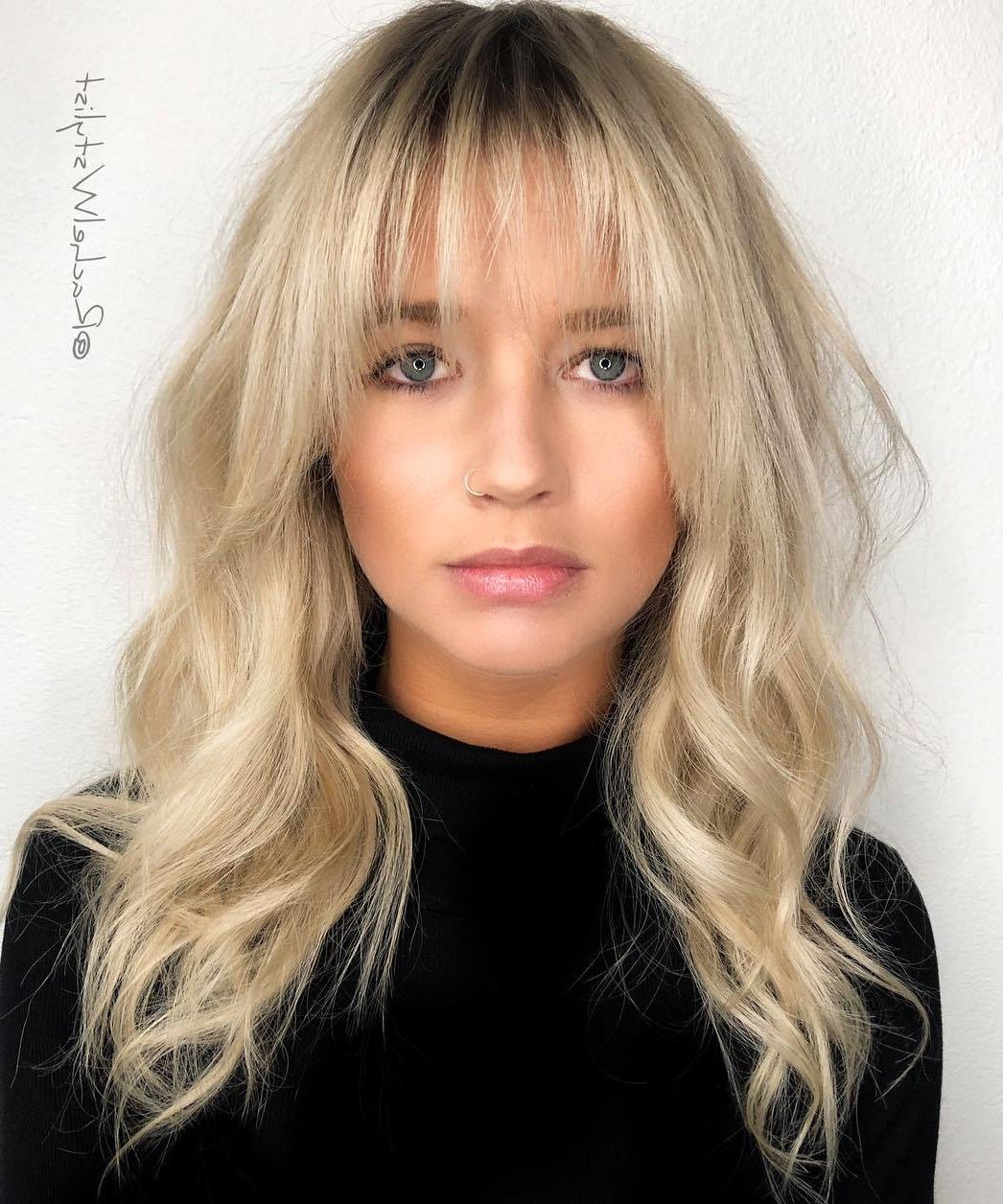 35 Instagram Popular Ways To Pull Off Long Hair With Bangs In 2022 With Regard To Most Recently Choppy Blonde Hair With See Through Bangs (Photo 11 of 18)
