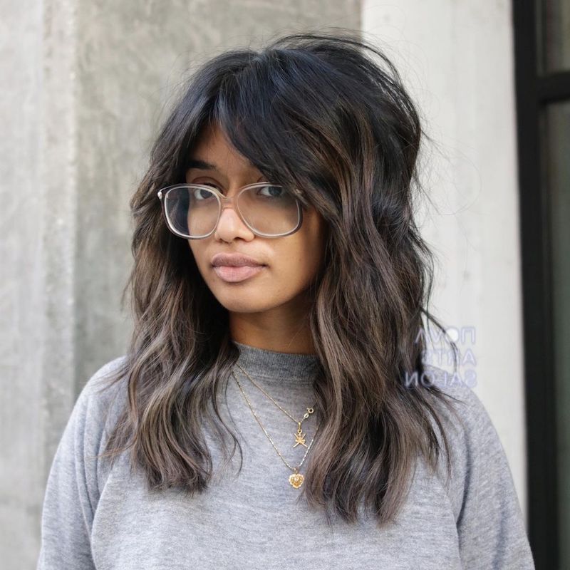 38 Stunning Ways To Rock Curly Hair With Bangs Intended For 2018 Tousled Shoulder Length Layered Hair With Bangs (View 8 of 18)