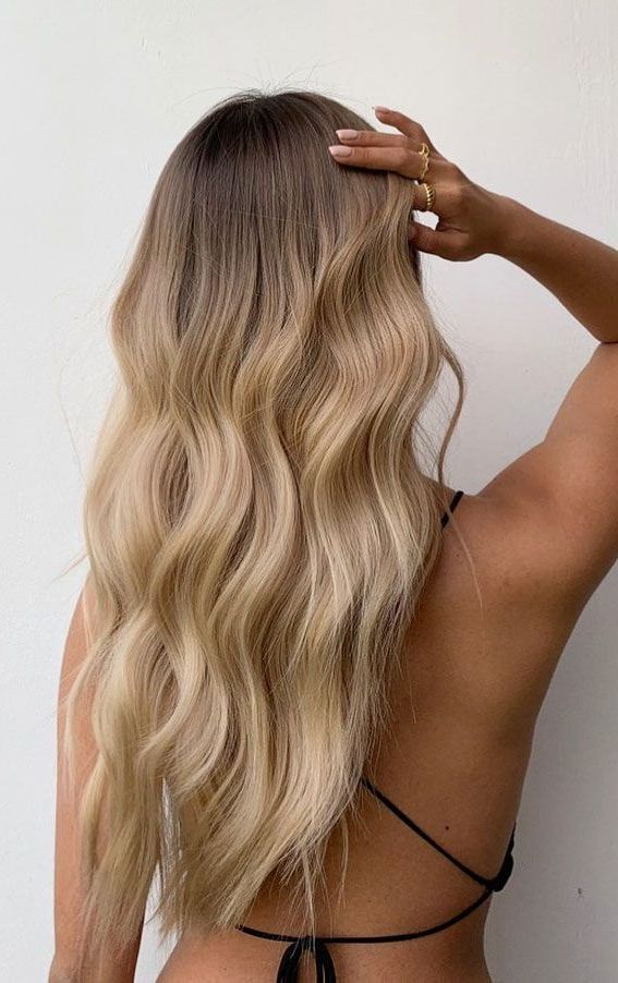 40 Hair Colour Ideas That You Should Try In 2022 : Ombre Blonde Beach Waves  | Ombre Hair Blonde, Hair Inspo Color, Blonde Hair Inspiration With Regard To Beachy Waves With Ombre (View 7 of 25)