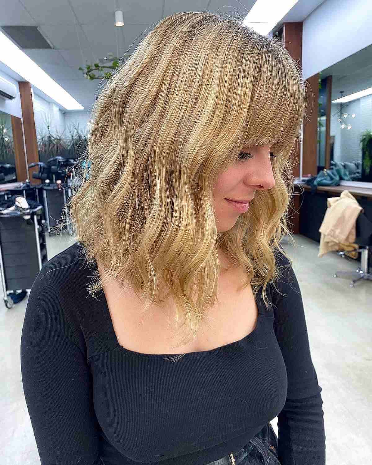 42 Trendiest Long Bob With Bangs + What To Consider Before Getting This In Latest Blonde Razored Lob With Full Bangs (View 8 of 18)