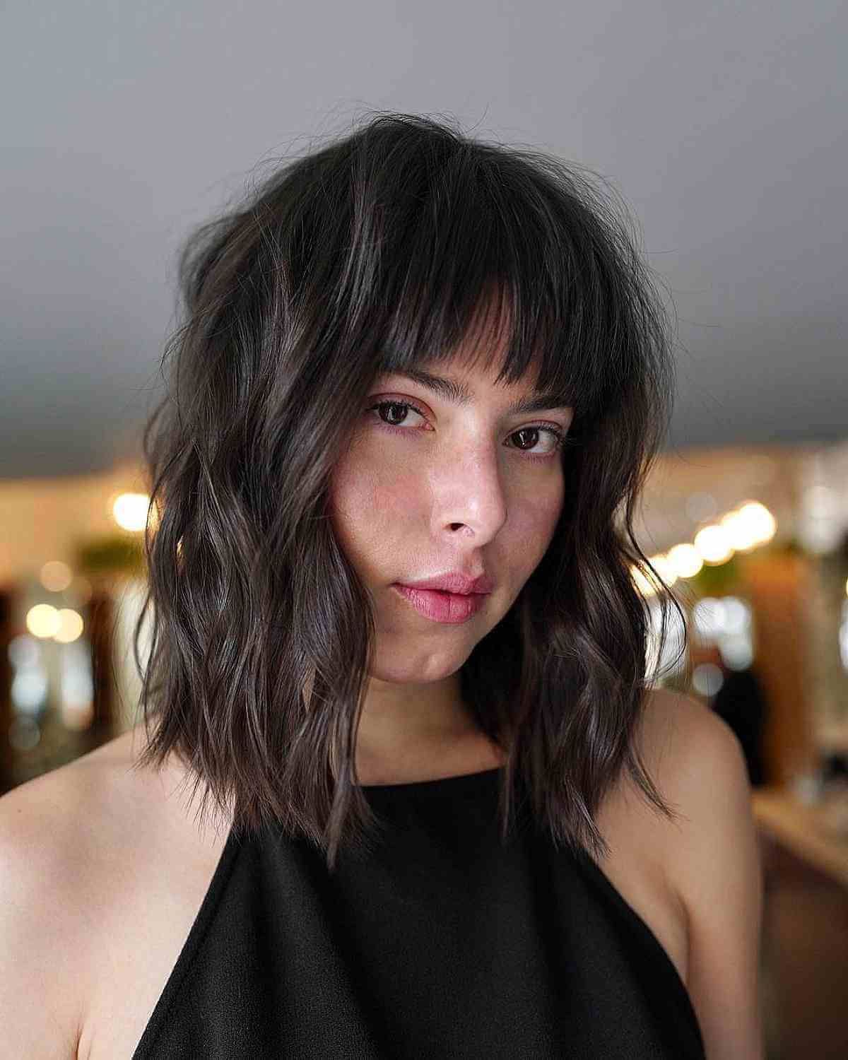 42 Trendiest Long Bob With Bangs + What To Consider Before Getting This Inside Most Popular Shaggy Lob With Arched Bangs (View 11 of 18)