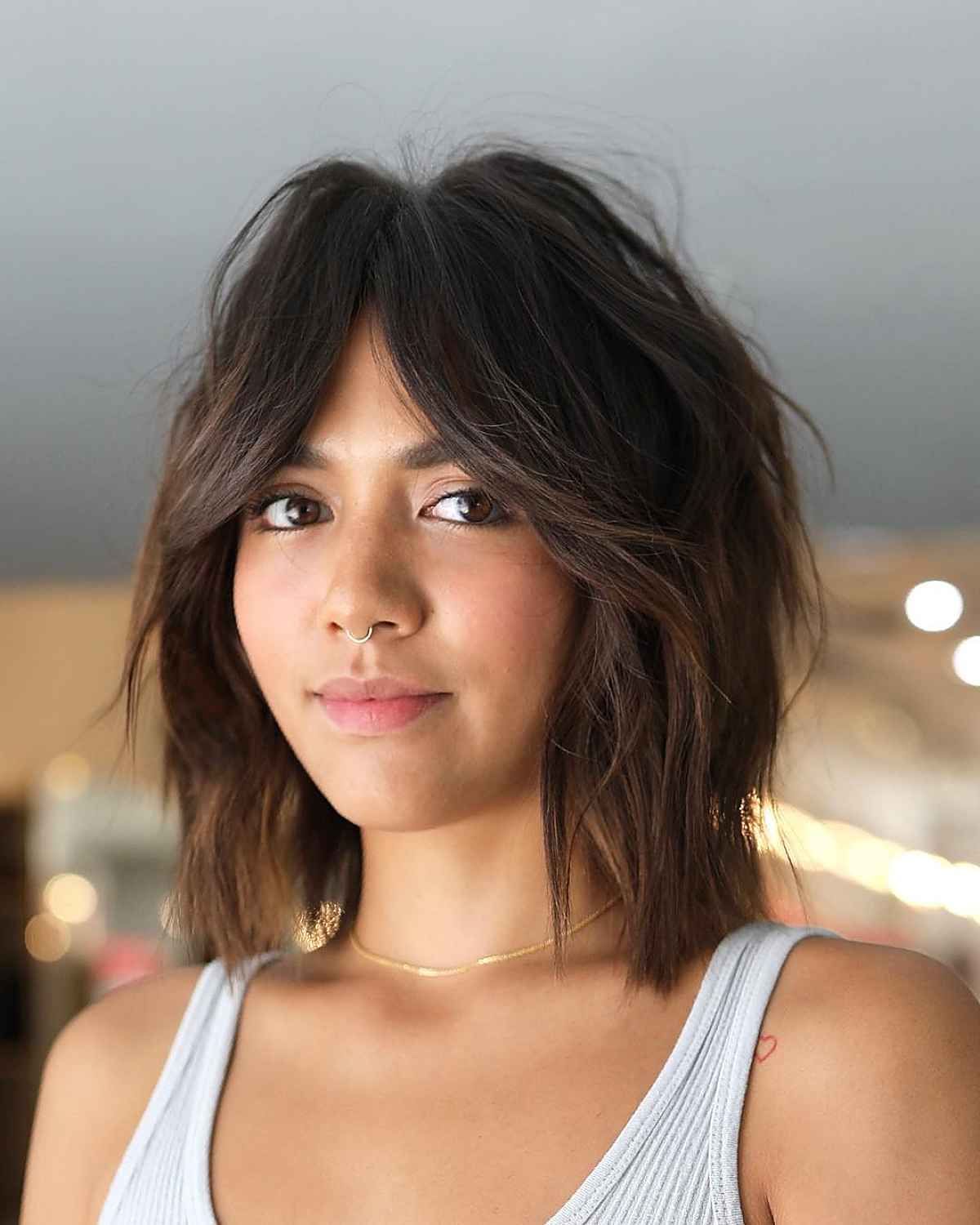 42 Trendiest Long Bob With Bangs + What To Consider Before Getting This Throughout Lob With Face Framing Bangs (View 11 of 25)