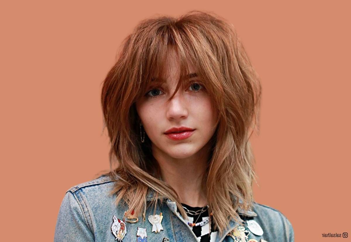 44 Trendy Medium Layered Haircuts With Bangs Intended For Most Current Dip Dye Medium Layered Hair With Bangs (Photo 7 of 18)
