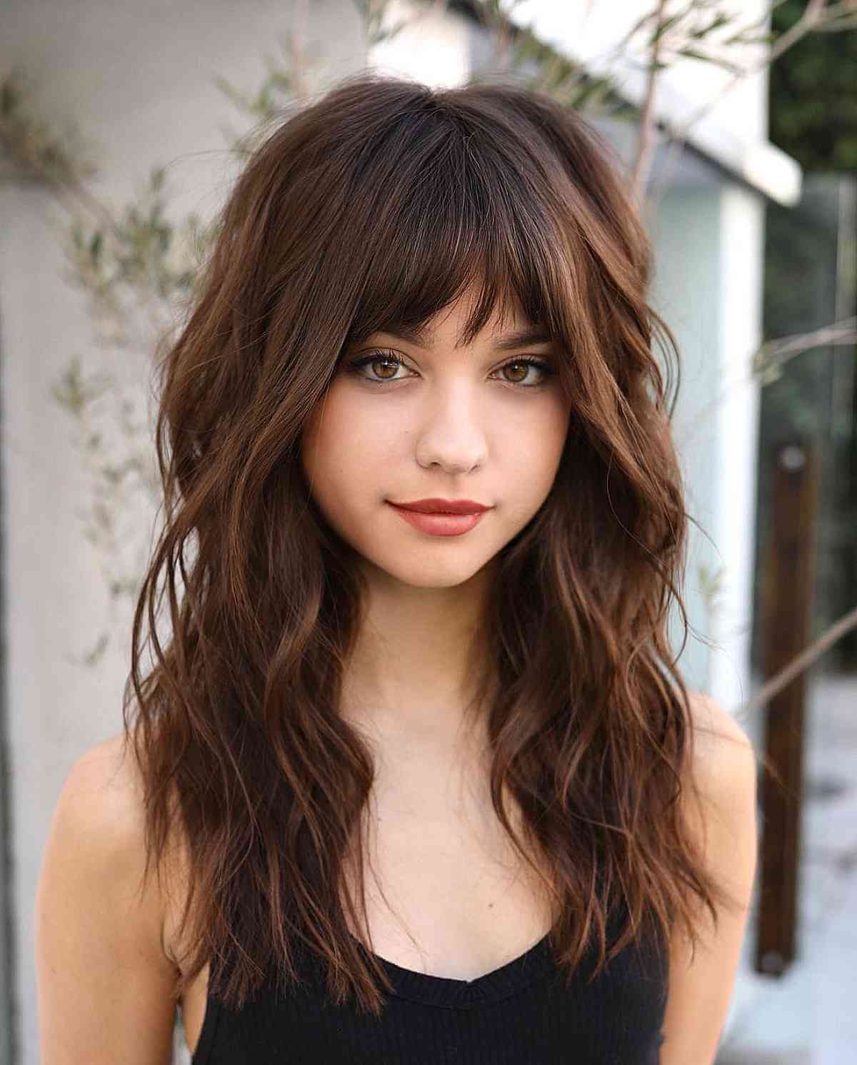 44 Trendy Medium Layered Haircuts With Bangs Intended For Most Popular Dip Dye Medium Layered Hair With Bangs (View 13 of 18)