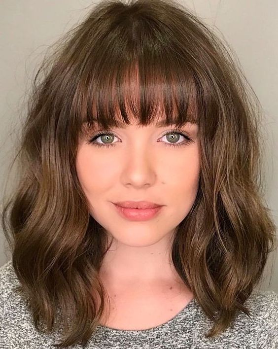 47 Sexy Medium Length Wavy Hairstyles – Styleoholic Intended For Newest Wavy Medium Length Hair With Bangs (View 12 of 18)
