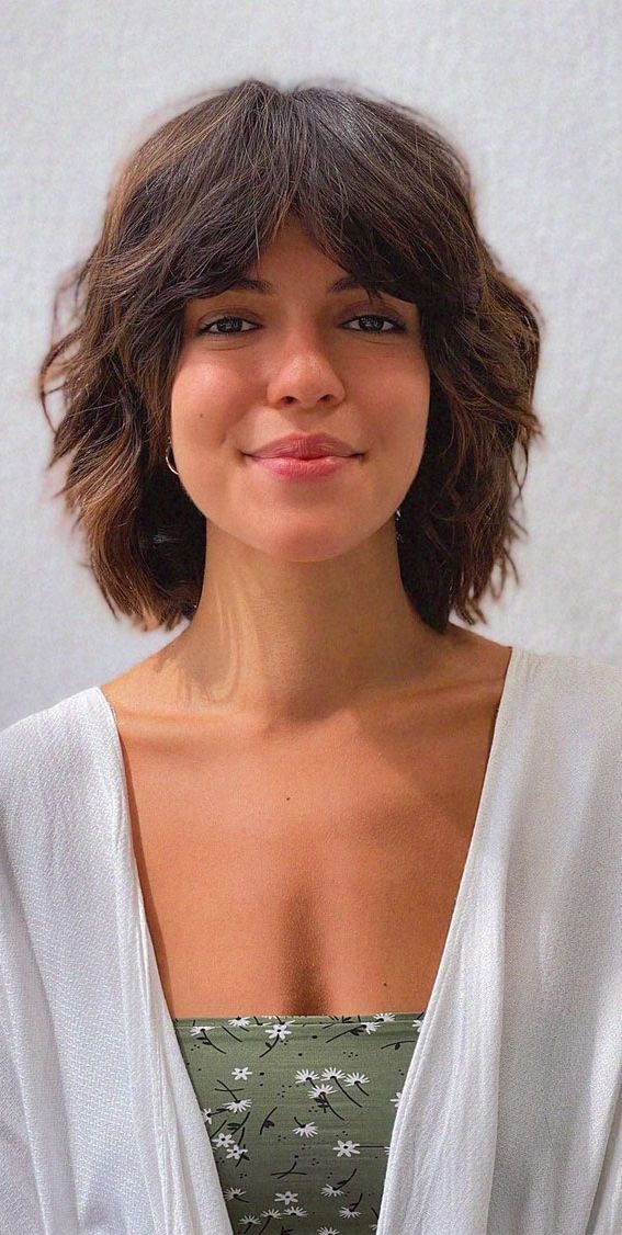 50 Best Short Hair With Bangs : Shaggy Bob With Curtain Bangs Throughout Shaggy Bob Haircut With Bangs (View 14 of 25)