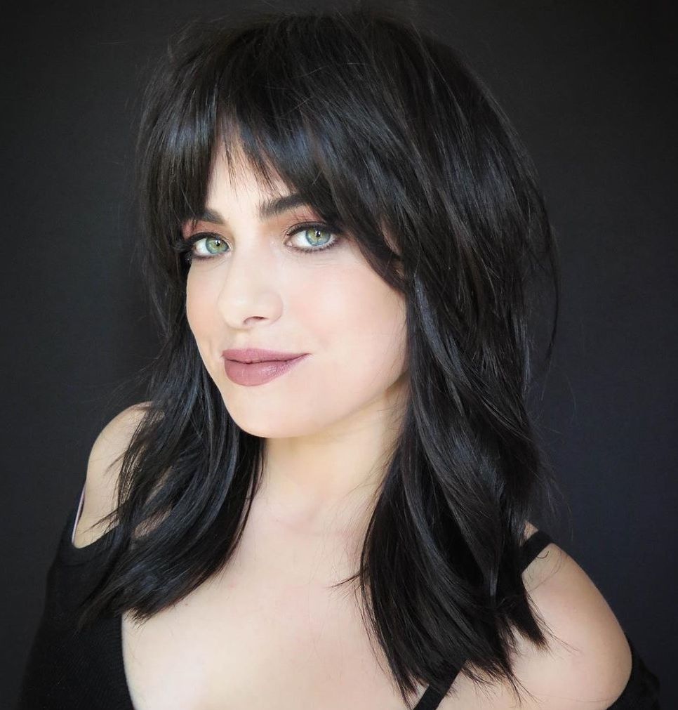 50 Best Styles For Medium Length Hair With Bangs – Hair Adviser Throughout Most Recent Medium Shaggy Black Hair With Bangs (Photo 7 of 18)