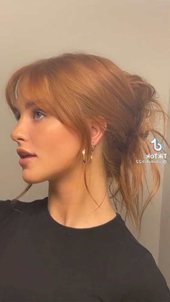 50 Cute Hairstyles With Curtain Bangs : Easy Hair Up + Curtain Bangs | Ginger  Hair Color, Hair Styles, Hair Color Intended For Latest Lush Curtain Bangs For Mid Length Ginger Hair (View 4 of 18)