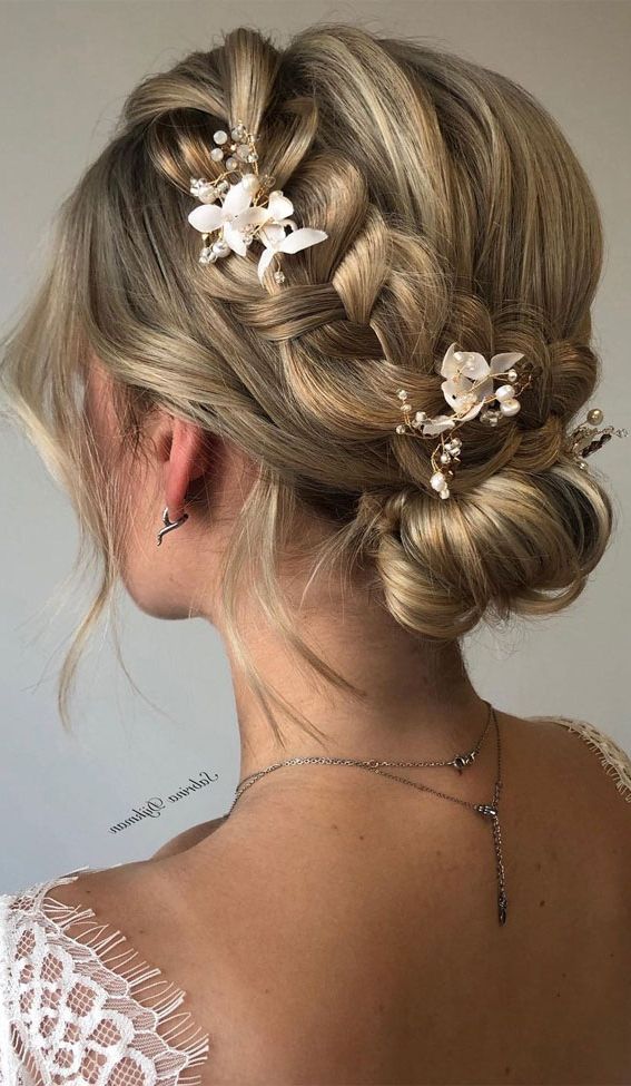 50 Stunning Updos For Any Occasion In 2022 : Melted Blonde Braided Updo Regarding Braided Updo For Blondes (View 17 of 25)
