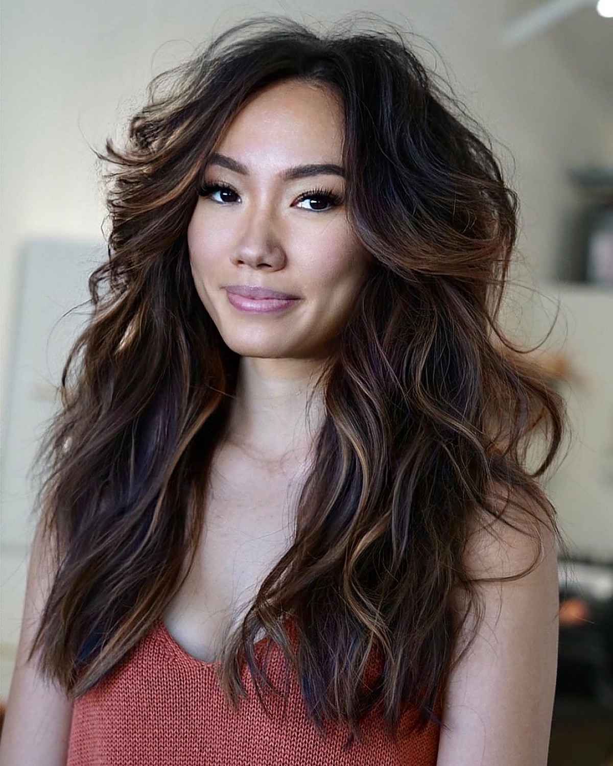 50+ Trendiest Long Shag Haircuts For The Ultimate Textured Look For Long Brunette Shag With Subtle Highlights (View 6 of 25)