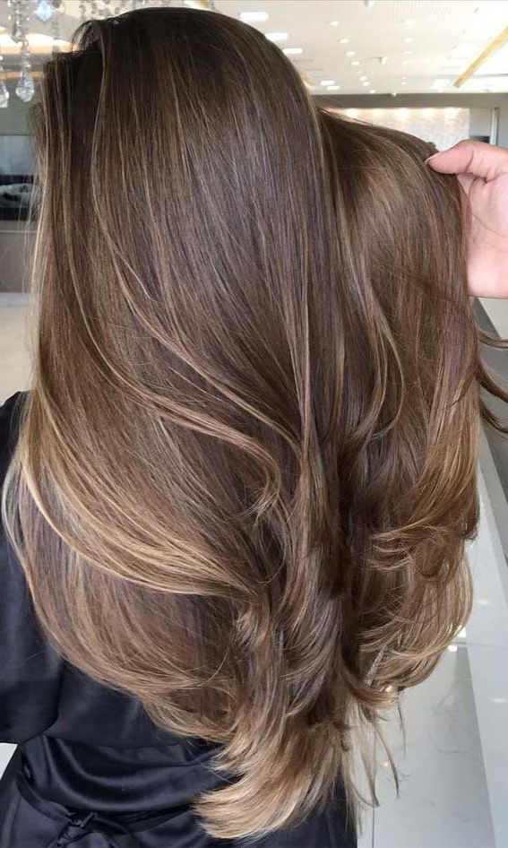 50 Trendy Hair Colors To Wear In Winter : Layered Light Brown Hair With  Blonde Highlights Throughout Layers And Highlights (View 8 of 25)
